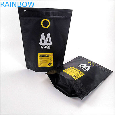 Resealable ยืนขึ้นถุงซิปกระเป๋าพิมพ์เองเคลือบลามิเนตสีดำ