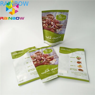 ผนึกด้านบน Ziplock อลูมิเนียมฟอยล์เคลือบกระเป๋า Doypack สำหรับถั่ว / ผลไม้แห้ง