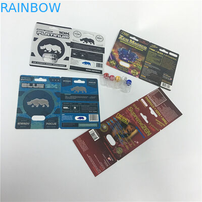 แพลทินัม 10K เพศยาแคปซูลบรรจุภัณฑ์บัตรตุ่มกล่องแกะสลักงานฝีมือที่กำหนดเอง