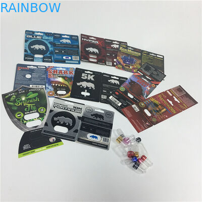 ผ้าไหมพิมพ์บรรจุภัณฑ์บัตรพองบรรจุภัณฑ์ยาชายเสริมยาแรดเพศโลโก้ที่กำหนดเอง