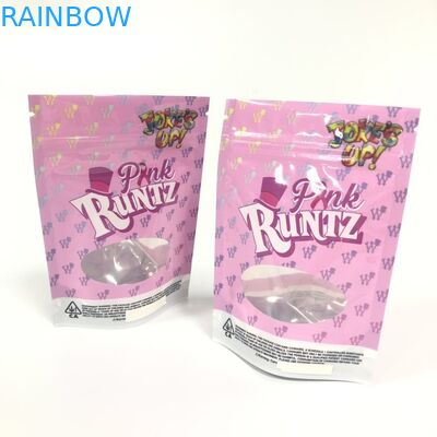 3.5 กรัมลุกขึ้นยืนบรรจุภัณฑ์สมุนไพร Mylar Ziplock วัชพืชกลิ่นพิสูจน์ถุง Runtz ป่าน