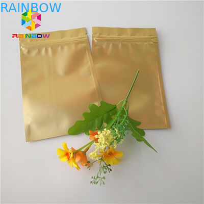 Matte Glossy Ziplock ถุงพลาสติกบรรจุภัณฑ์ซองฟอยล์สีทองเมทัลลิคสำหรับ Cbd Kratom