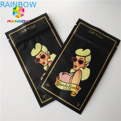 กระเป๋า Ziplock แบบกำหนดเอง Resealable 1G Mylar กระเป๋ากลิ่นพิสูจน์ CBD กัญชาวัชพืชบรรจุภัณฑ์