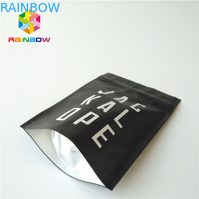 ถุงฟอยล์โลหะสีดำเคลือบด้านยืนถุงกาแฟ 2 ออนซ์พร้อมซิป / วาล์ว