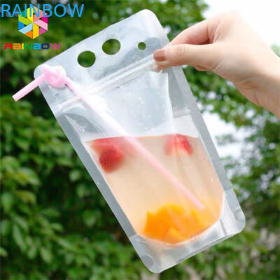 วัสดุ PET เครื่องดื่มน้ำผลไม้อาหารถุงบรรจุภัณฑ์ถุง Doypack พิมพ์ CMYK พร้อมด้ามจับ