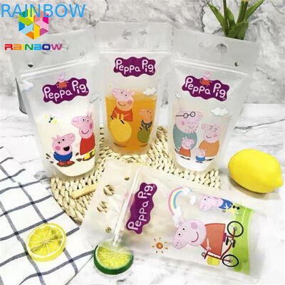 วัสดุ PET เครื่องดื่มน้ำผลไม้อาหารถุงบรรจุภัณฑ์ถุง Doypack พิมพ์ CMYK พร้อมด้ามจับ