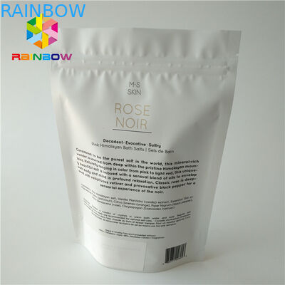 พลาสติกสีขาว Stand Up Body Scrub กระเป๋าบรรจุภัณฑ์เครื่องสำอางสำหรับอาบน้ำทะเลเกลือ