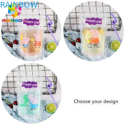 เครื่องดื่มของเหลวใสถุงบรรจุภัณฑ์อาหารยืนขึ้นองค์การอาหารและยาที่มีด้ามจับ / หลอด