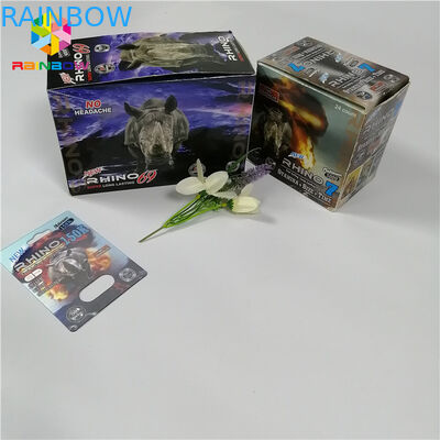 ชายเสริมเพศยาบรรจุภัณฑ์บัตรพุพองแรด 69 แคปซูลพลาสติกกล่องการ์ด 3d