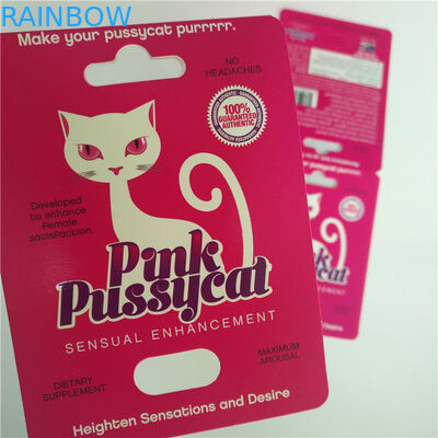 UV Effect สีชมพู Pussycat กระดาษการ์ดแคปซูลบรรจุภัณฑ์พุพองพร้อม Bullet คอนเทนเนอร์