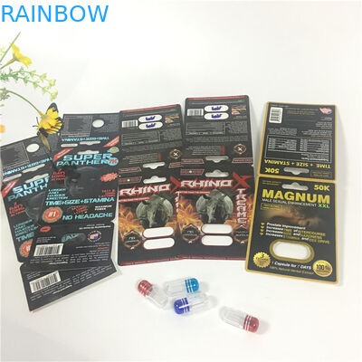 Man Sex Paper บรรจุภัณฑ์บัตรตุ่ม Burro 30000 60000 รูคู่เดียวพร้อมขวด