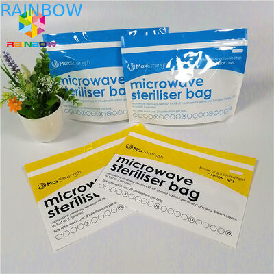 เครื่องนึ่งขวดนมพลาสติกแบบไมโครเวฟมีถุงใส่ถุงซิปสำหรับป้อนทารก / ขวด