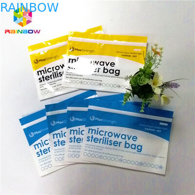 PBA ฟรีพลาสติก Ziplock Stand Up Pouches อุปกรณ์ฆ่าเชื้อในไมโครเวฟ