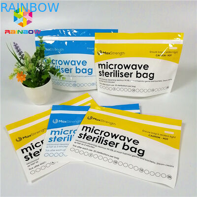 PBA ฟรีพลาสติก Ziplock Stand Up Pouches อุปกรณ์ฆ่าเชื้อในไมโครเวฟ