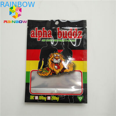 ถุงฟอยล์พิมพ์ UV บรรจุภัณฑ์ป้องกันกลิ่นคุกกี้ Mylar ถุงถุงฟอยล์ Ziplock แบบยืนขึ้นได้