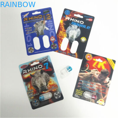 RHINO 69 Male Enhancement Pill บรรจุภัณฑ์บัตร Lenticular แพ็ค 3d เป็นมิตรกับสิ่งแวดล้อม