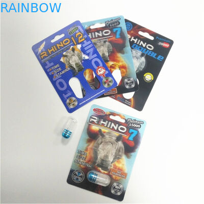 สมรรถภาพทางเพศของชายเสริมยาบรรจุภัณฑ์บัตร 3 มิติ Rhino Bullet บรรจุภัณฑ์