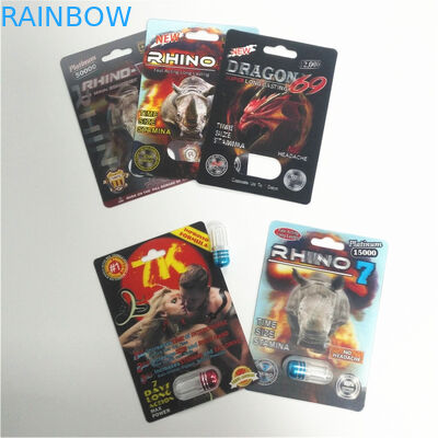 บรรจุภัณฑ์พุพองพลาสติกทนทาน RHINO การ์ด Lenticular 3d วัสดุกระดาษเคลือบชาย