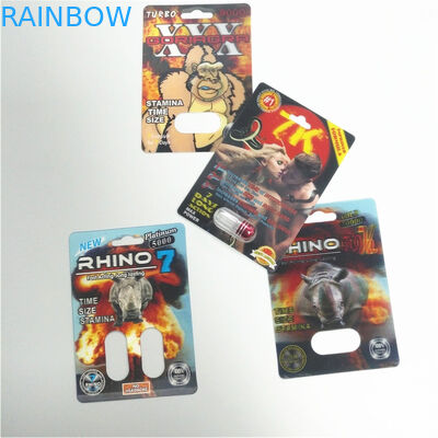 RHINO กำหนดเอง 69 ชายเสริมยาบรรจุภัณฑ์บัตร Lenticular บรรจุภัณฑ์ 3d