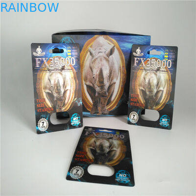 RHINO ยาบรรจุภัณฑ์บัตรตุ่ม 3d Lenticular สำหรับชายยาเสริมประสิทธิภาพทางเพศ