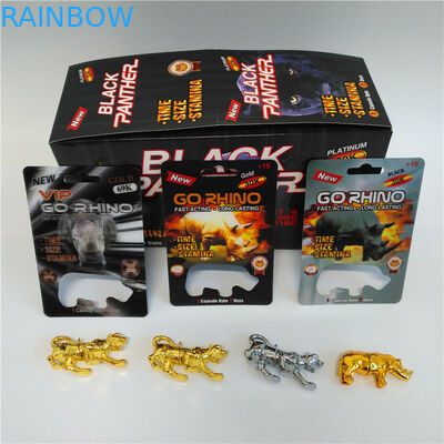 บรรจุภัณฑ์บัตรตุ่มบรรจุเม็ดยา Go Rhino Men With Rhino Figure Blister Bottle