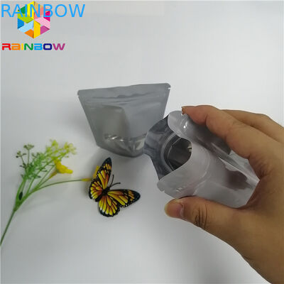 อลูมิเนียมฟอยล์บรรจุภัณฑ์กระเป๋ายืนขึ้นซีลความร้อนพิสูจน์ Mylar กลิ่นพร้อมหน้าต่าง