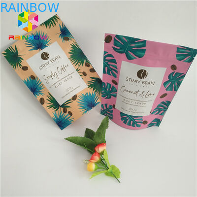 บรรจุภัณฑ์สครับกาแฟยืนขึ้นถุง K อลูมิเนียมฟอยล์ร่างกายอาบเกลือบรรจุกระเป๋า