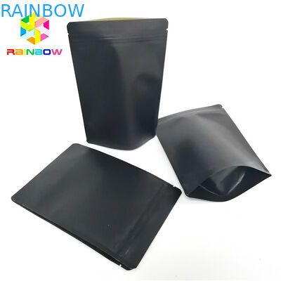 ถุงกระดาษคราฟท์สีดำบรรจุภัณฑ์โลโก้ที่กำหนดเองยืนขึ้นกระเป๋ารีไซเคิลซิปล็อค