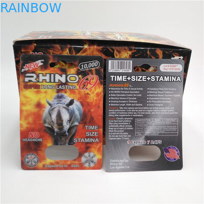 กำหนดเอง RHINO 96 เม็ดยาแพ็คบรรจุภัณฑ์บัตร Lenticular 3D เป็นมิตรกับสิ่งแวดล้อม