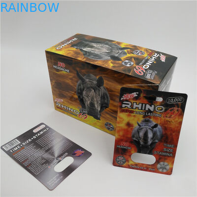 กำหนดเอง RHINO 96 เม็ดยาแพ็คบรรจุภัณฑ์บัตร Lenticular 3D เป็นมิตรกับสิ่งแวดล้อม