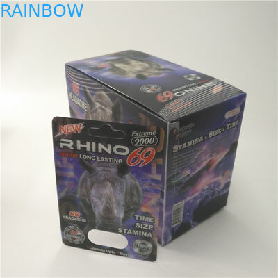 กำหนดเอง RHINO 96 เม็ดยาแพ็คบรรจุภัณฑ์บัตร Lenticular 3D เป็นมิตรกับสิ่งแวดล้อม