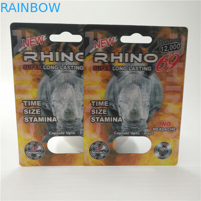 กำหนดเอง RHINO 96 เม็ดยาแพ็คบรรจุภัณฑ์บัตร Lenticular 3D เป็นมิตรกับสิ่งแวดล้อม