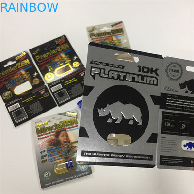 บรรจุภัณฑ์พลาสติกบรรจุแคปซูลยาทางเพศยาแพคเกจบัตรพิมพ์แบบกำหนดเอง