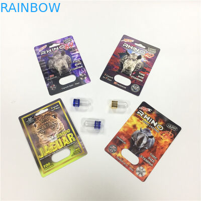 RHINO 8/11/25 แสดงบัตรบรรจุภัณฑ์ยาเสริมประสิทธิภาพชายยา 3d ภาชนะเปล่า