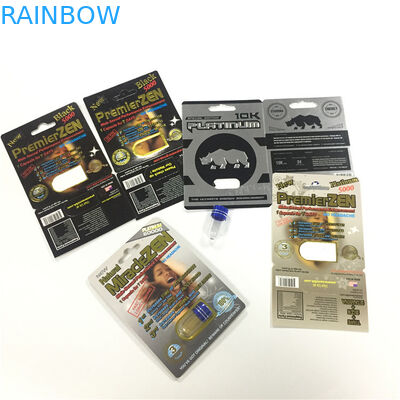 RHINO 8/11/25 แสดงบัตรบรรจุภัณฑ์ยาเสริมประสิทธิภาพชายยา 3d ภาชนะเปล่า