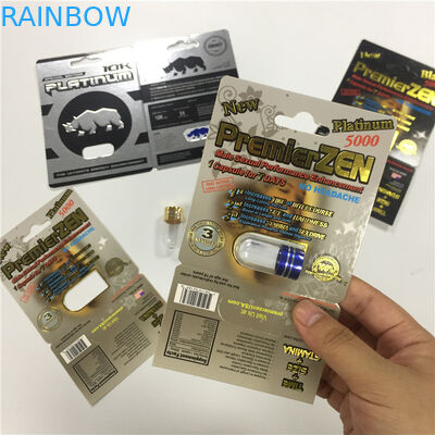 RHINO 8/11/25 แสดงบัตรบรรจุภัณฑ์ยาเสริมประสิทธิภาพชายยา 3d ภาชนะเปล่า