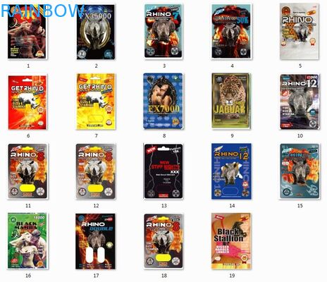 บรรจุภัณฑ์บัตรพลาสติกที่ทนทาน Mamba / Magnum 25k / Stiff Rox Rhino 69 กล่องแสดงยาเม็ด