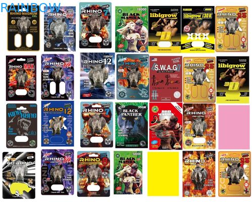 ที่กำหนดเองพิมพ์บัตรกระดาษตุ่ม Spar XXX สีชมพูร้อนปั๊มสำหรับชายเสริมแคปซูล