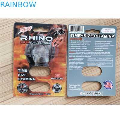 บรรจุภัณฑ์กระดาษรีไซเคิลการ์ด Panther Rhino 25k แพ็คยาเสริมชาย