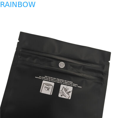 เคลือบสีดำเด็กถุง Ziplock ทนกลิ่นรถหลักฐานพิสูจน์ Sativa Indica Weed กระเป๋า THC Mylar