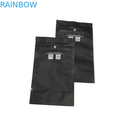 เคลือบสีดำเด็กถุง Ziplock ทนกลิ่นรถหลักฐานพิสูจน์ Sativa Indica Weed กระเป๋า THC Mylar