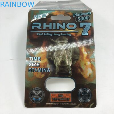 Rhino 7 5000 บรรจุภัณฑ์บัตรตุ่มแคปซูลกระดาษ 3D ยาแสดงเพศชายกล่อง