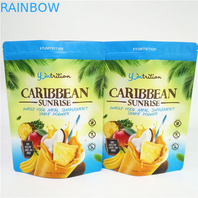 บรรจุภัณฑ์อาหารผนึกอลูมิเนียมฟอยล์ถุงพลาสติก Doypack อาหารเสริมผงมีซิป