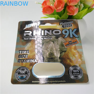บรรจุภัณฑ์บัตรตุ่ม 3D แรดซีรี่ส์ Rhino 9K / 7/12 สำหรับยาเสริมแคปซูลตัวผู้