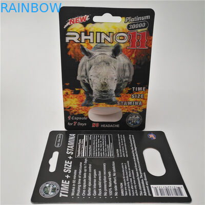 บรรจุภัณฑ์บัตรตุ่ม 3D แรดซีรี่ส์ Rhino 9K / 7/12 สำหรับยาเสริมแคปซูลตัวผู้