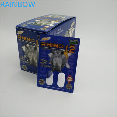 บรรจุภัณฑ์บัตรตุ่ม 3D แรดซีรี่ส์ Rhino 9K / 7/12 สำหรับยาเสริมแคปซูลตัวผู้