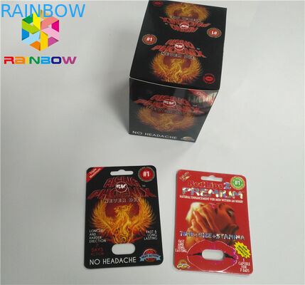 3d แรดบัตรพลาสติกบรรจุภัณฑ์พลาสติกบรรจุภัณฑ์พุพองแสดงแคปซูลยาเพศ