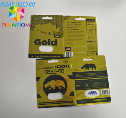Gold Rhino 100k เพศชายเพิ่มประสิทธิภาพยาขวดผล 3d โฮโลแกรมการ์ด