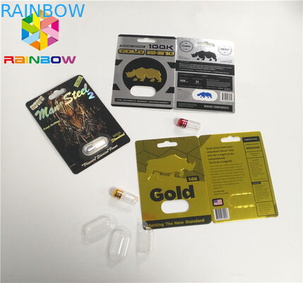 Gold Rhino 100k เพศชายเพิ่มประสิทธิภาพยาขวดผล 3d โฮโลแกรมการ์ด