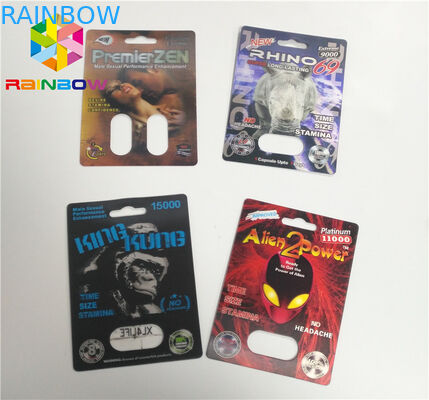 บรรจุภัณฑ์บัตรพลาสติกพิมพ์ 3D PP ขนาดปกติสำหรับ Rhino 69 Pills
